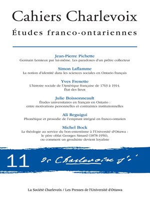 cover image of Cahiers Charlevoix 11